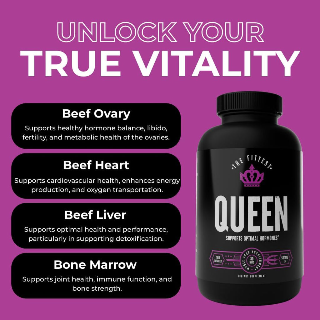 The Fittest Queen Organ Supplement, Hormone & Energy Support, 180 Cápsulas