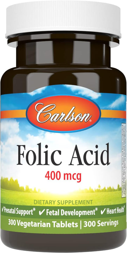 Carlson Ácido Fólico 400 mcg - Suplemento – Apoyo prenatal importante: Este suplemento proporciona apoyo durante – Image 1