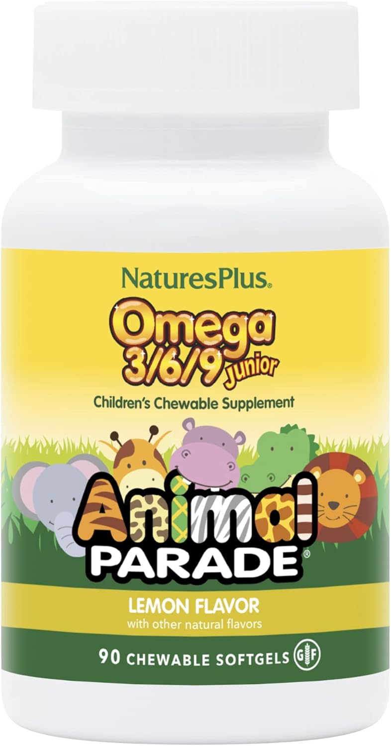 NaturesPlus Animal Parade Omega 3/6/9 Junior - 90 Cápsulas Blandas Sabor Limón