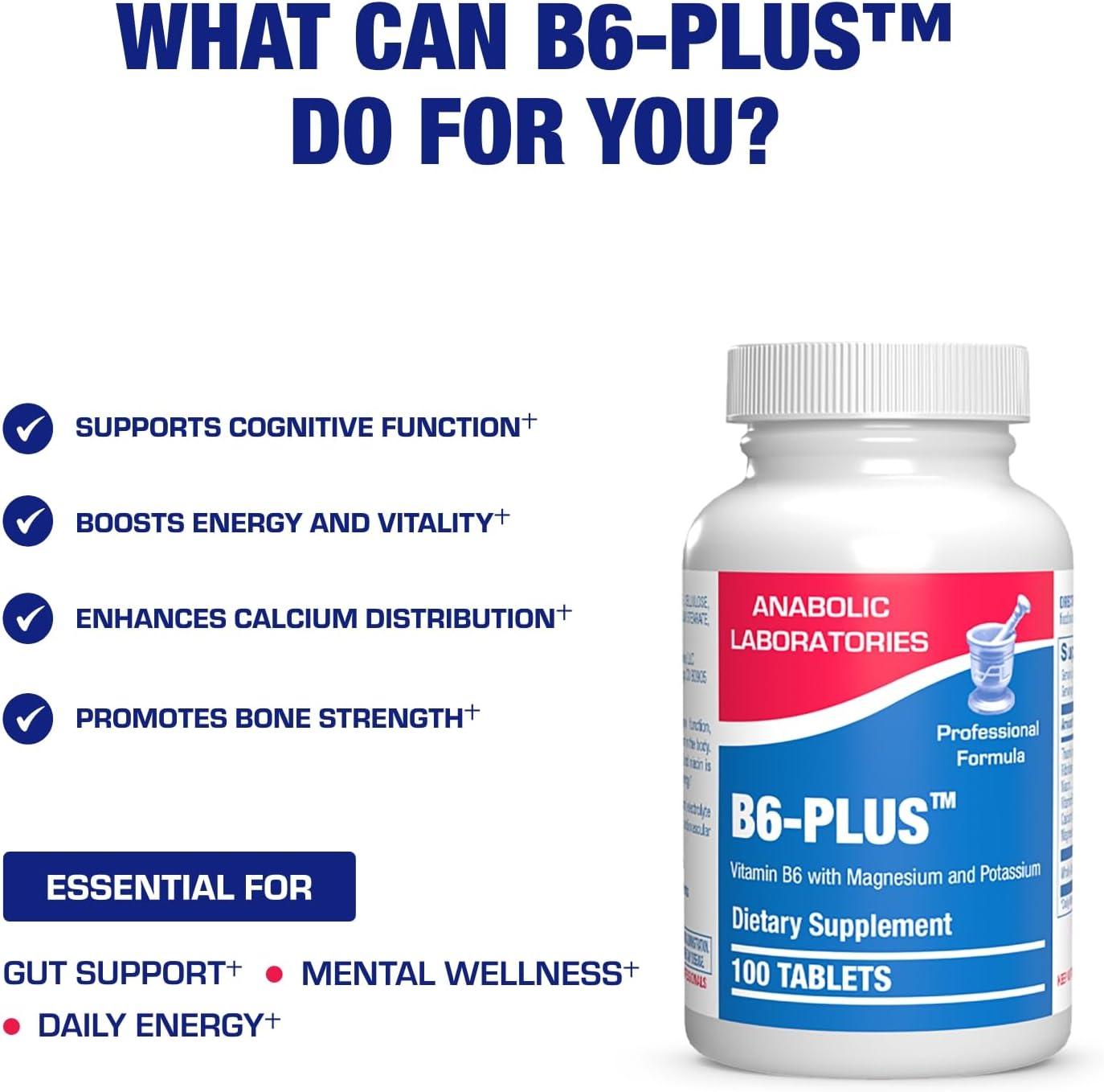 Complejo Calcio Magnesio B6 50mg con Vitaminas B1, B2, Niacina y Potasio - 100 Comprimidos