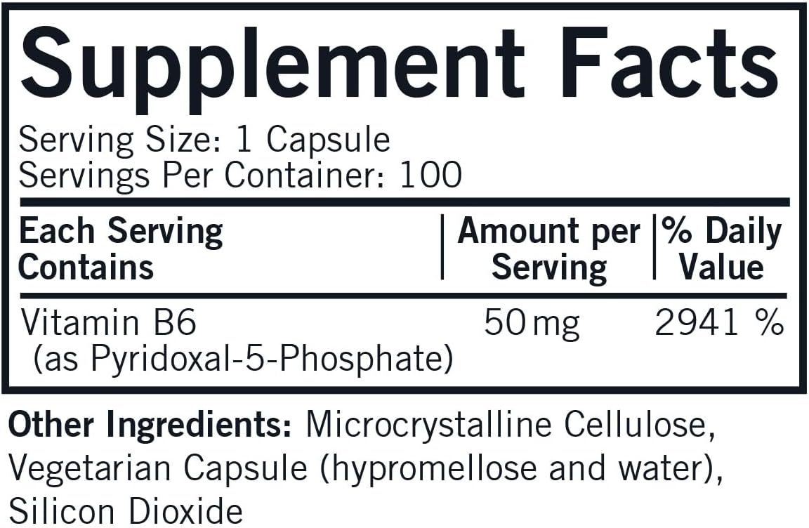 Kirkman – P-5-P (Piridoxal 5-Fosfato, Metabolito de Vitamina B6) 50 mg - Hipoalergénico 100 Cápsulas