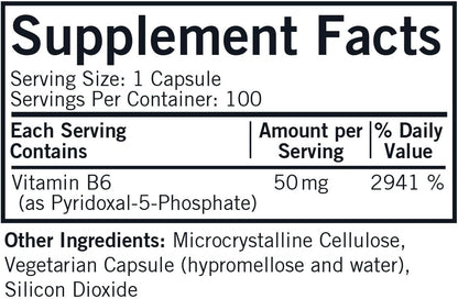 Kirkman – P-5-P (Piridoxal 5-Fosfato, Metabolito de Vitamina B6) 50 mg - Hipoalergénico 100 Cápsulas – Image 2