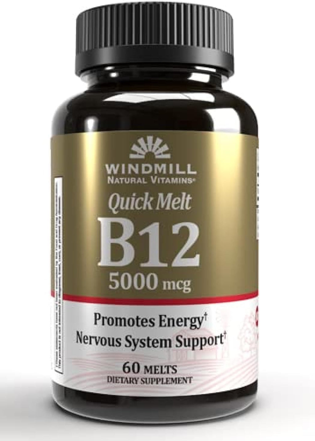 Windmill Quick Melt Vitamina B12 5000 mcg con Ginseng, 60 comprimidos