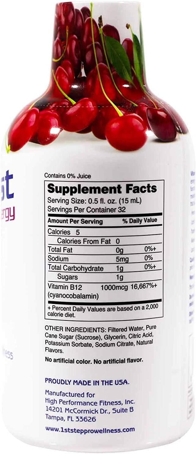 1st Step Liquid B-12 - Vitamina B12 Líquida Cherry Charge 473 ml