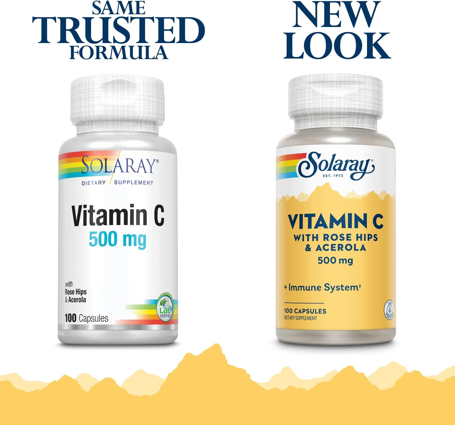 SOLARAY C con Escaramujo y Acerola, Cápsulas de 500 mg, 100 unidades