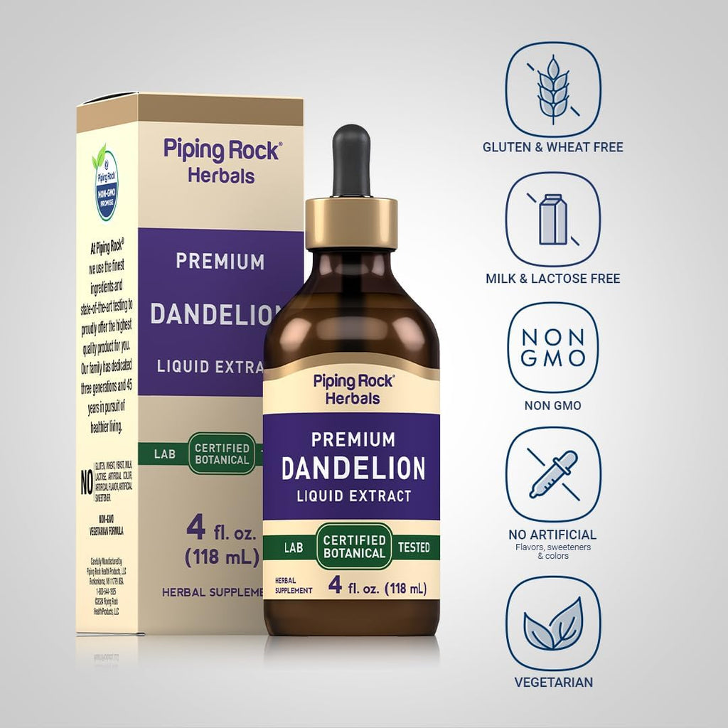 Extracto Líquido de Raíz de Diente de León | 118 ml | Gotas sin Alcohol | Complemento Herbal | Vegetariano, No Transgénico, Sin Gluten