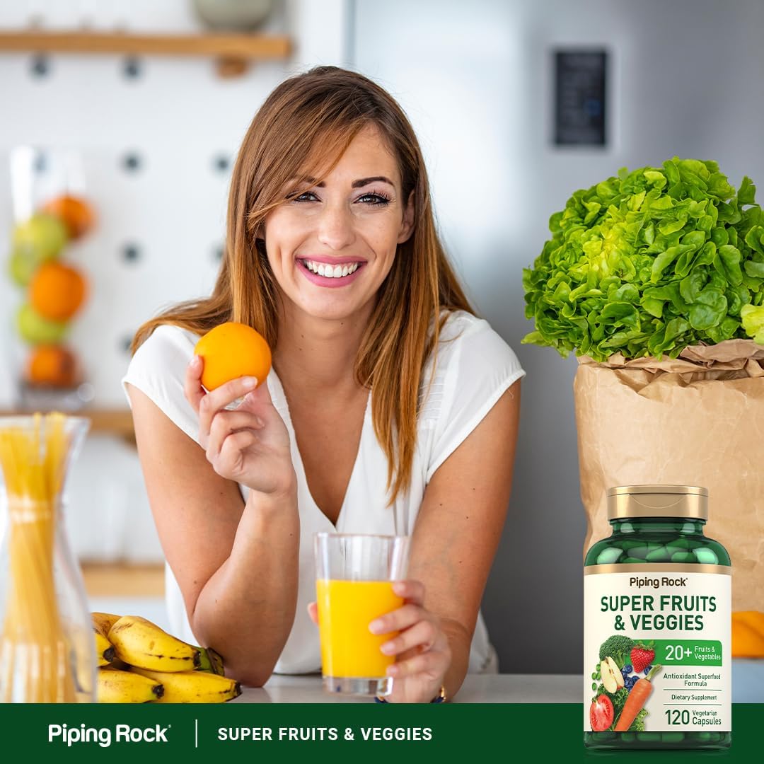 Piping Rock Frutas y Verduras - 120 Cápsulas - Suplemento Antioxidante con Prebióticos