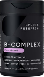 Sports Research Vitamin B-Complex - Complejo B completo con B12 metilada y folato - 120 cápsulas blandas veganas