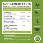 C D Z | Vitamina C (1000mg), Vitamina D3 (125mcg) y Zinc (25mg) | 120 Cápsulas Vegetarianas