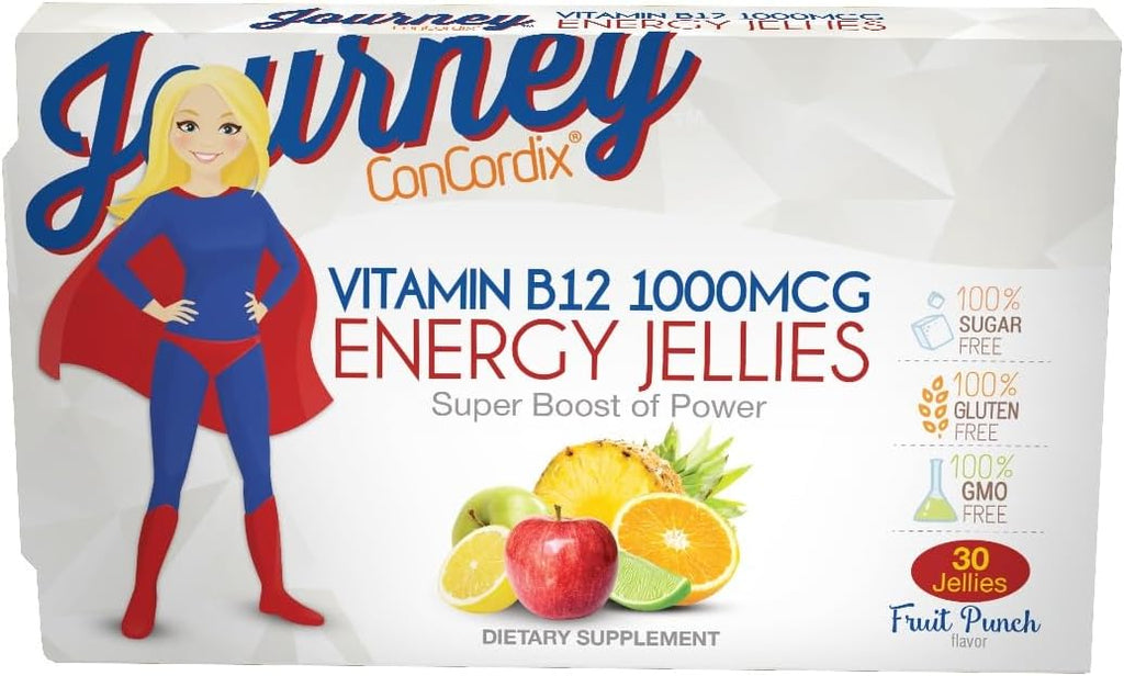 Bariatric Eating Journey 1.000 mcg Vitamina B12 Jelly Energy Sin Azúcar Sabor Punch de Frutas (30 unidades)
