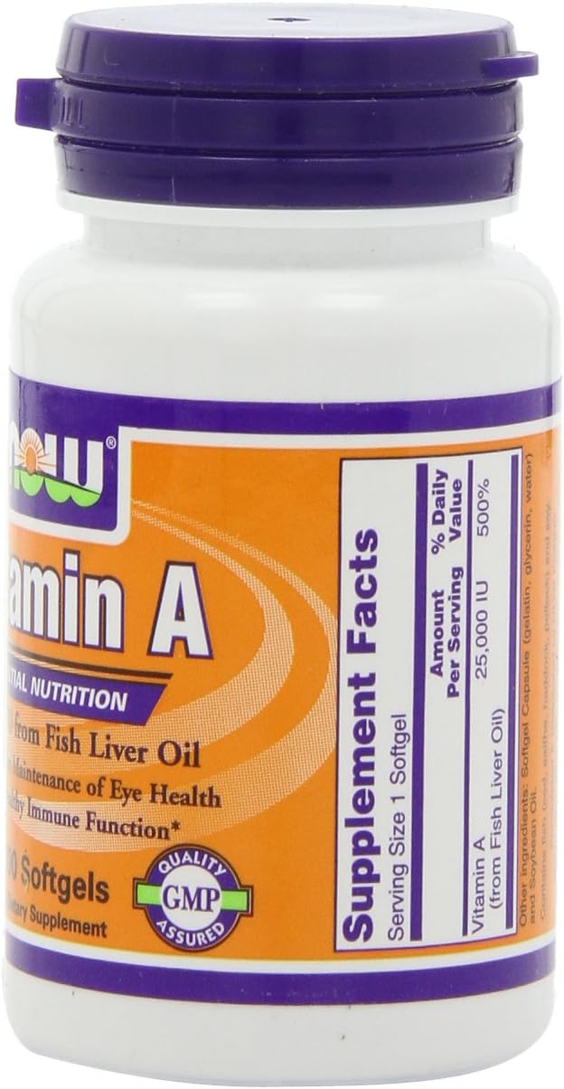 NOW Foods Vitamina A 25.000 UI, 100 Cápsulas Blandas (Pack de 4)