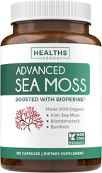 Cápsulas de Musgo Marino Orgánico con Bladderwrack, Bardana y Pimienta Negra - 2 Meses de Suministro