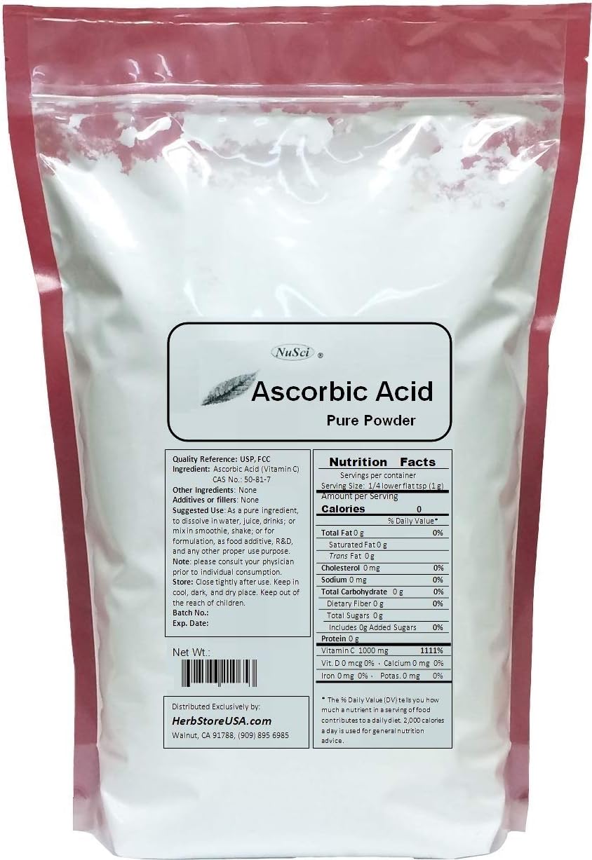 Pure Ascorbic Acid Powder - 1000g (2.2 lb)
