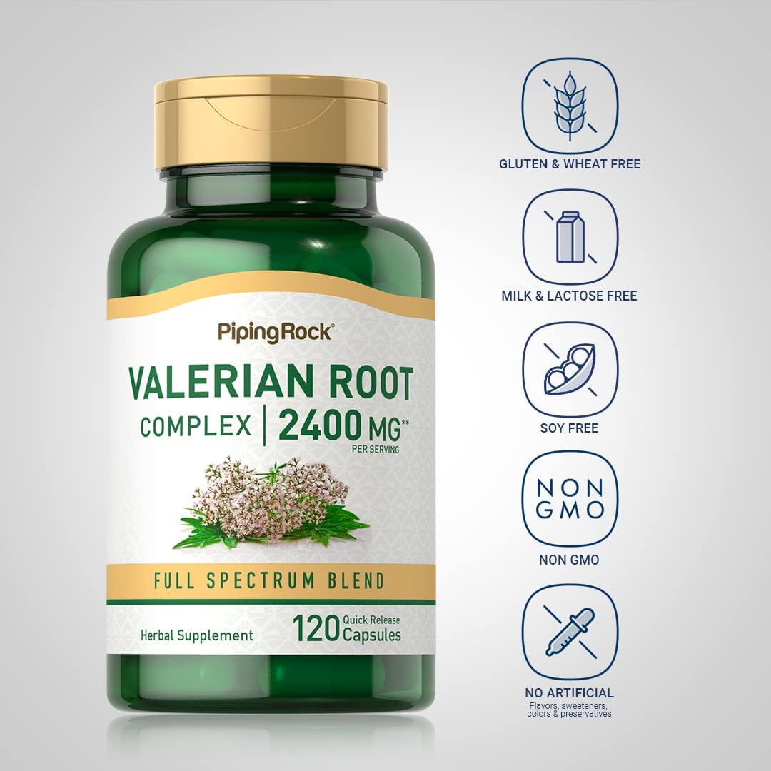 Piping Rock Valerian Root Capsules | 120 Capsules | Concentrated Extract | Herbal Supplement | Non-GMO, Gluten-Free