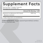 Sports Research Berberine - Apoyo Metabólico Herbal Ayurvédico - 1000 mg - 120 Cápsulas - Vegano, Sin Gluten