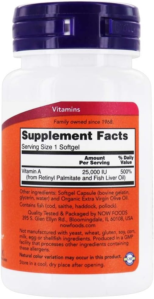 NOW Foods - Vitamina A 25000 UI - 100 Softgels