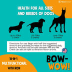 NovaFerrum Bow Wow | Suplemento multifuncional 18 en 1 con hierro para perros | Apoyo sanguíneo para anemia | Glucosamina | Probióticos | Antioxidantes | Sabor a pollo | 90 masticables
