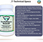 AlchePharma Saccharomyces Boulardii - Probiótico con 5B UFC y FOS Prebiótico