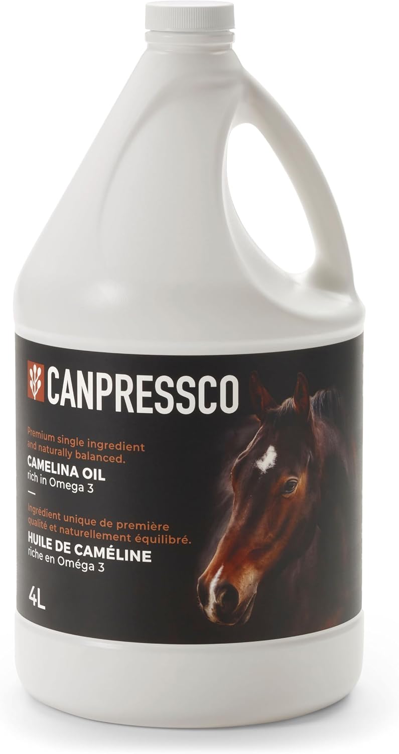 Canpressco Aceite de Camelina 4L con Bomba Dosificadora – Para Equinos, Caninos y Felinos