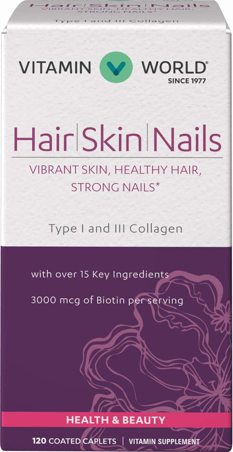 Vitamin World Fórmula Cabello, Piel y Uñas con Biotina y Colágeno - 240 comprimidos