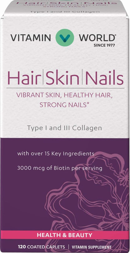 Vitamin World Hair, Skin and Nails Formula - 120 comprimidos – Image 1