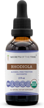 Secrets of the Tribe Rhodiola USDA Organic - Extracto sin Alcohol, Gotas Herbales de Alta Potencia - 60 ml