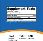 Nutricost Orotato de Litio 5mg, 120 Cápsulas