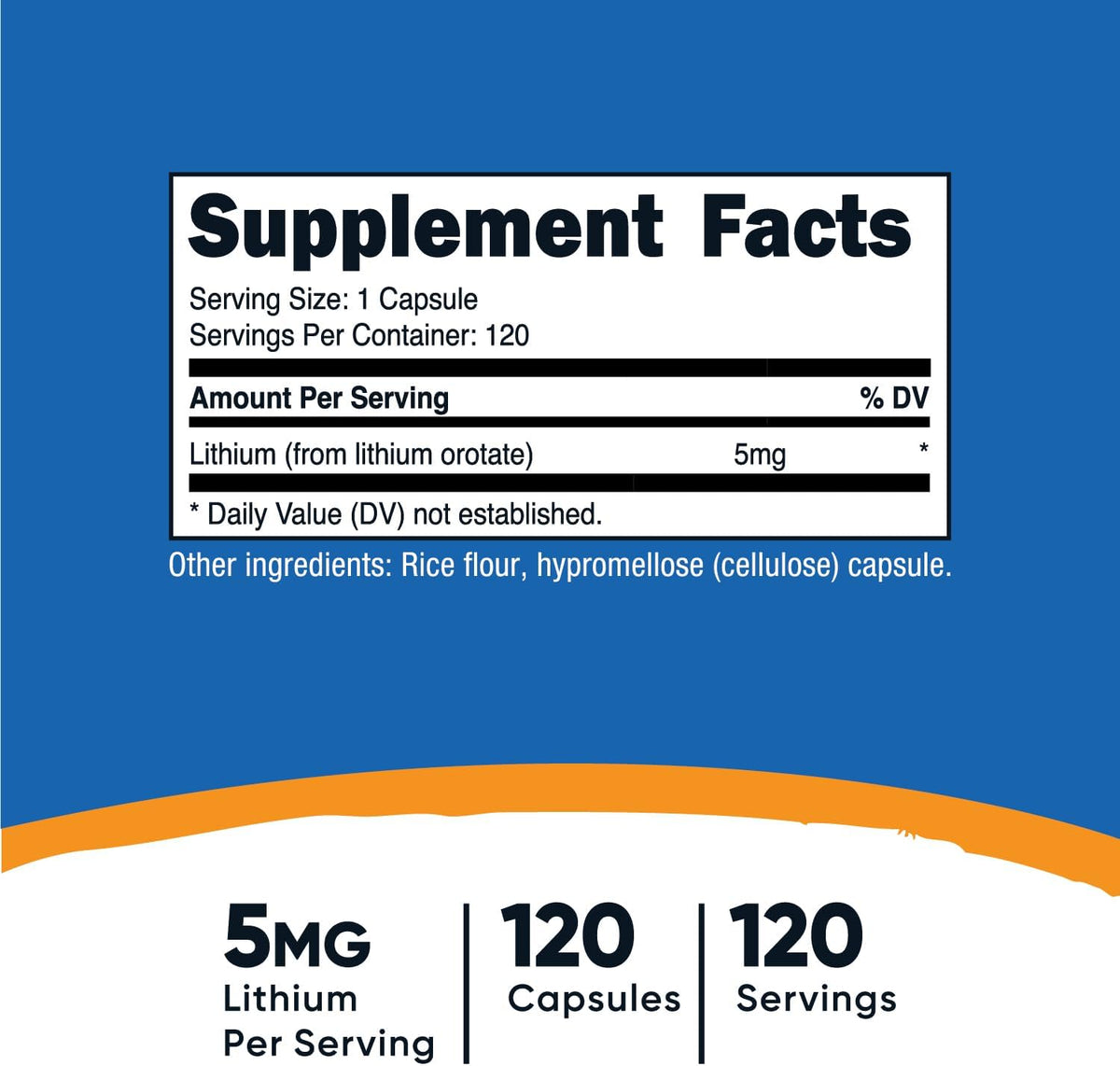 Nutricost Orotato de Litio 5mg, 120 Cápsulas – 5 mg de litio (como orotato de litio) por cápsula – Image 2