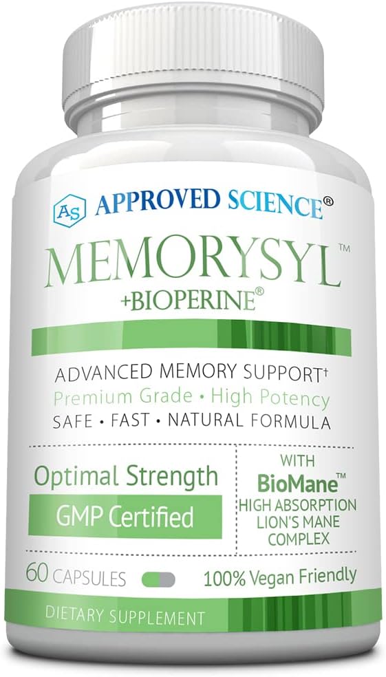 Approved Science MemorySyl - Suplemento para la memoria con Lion's Mane y BioPerine - 60 Cápsulas