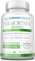 Approved Science MemorySyl - Suplemento para la memoria con Lion's Mane y BioPerine - 60 Cápsulas