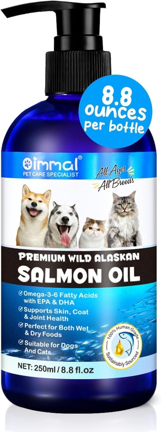 Aceite de Salmón de Alaska para Perros y Gatos (250 ml) - Omega 3 Puro con EPA y DHA