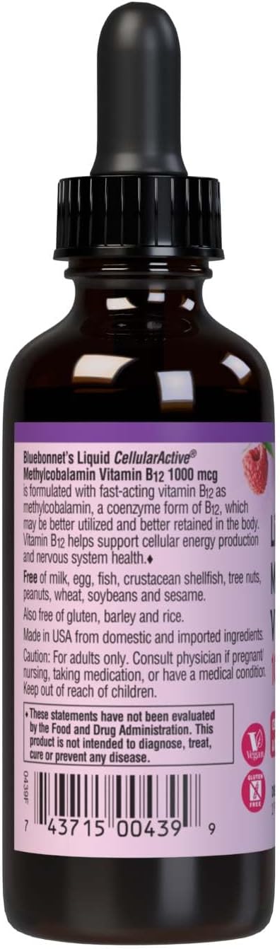 Bluebonnet Nutrition Liquid Vitamin B12 Methylcobalamin 1000 mcg - 59 ml