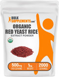 BulkSupplements Extracto de Arroz de Levadura Roja Orgánico en Polvo - 500 mg por dosis, 1 kg