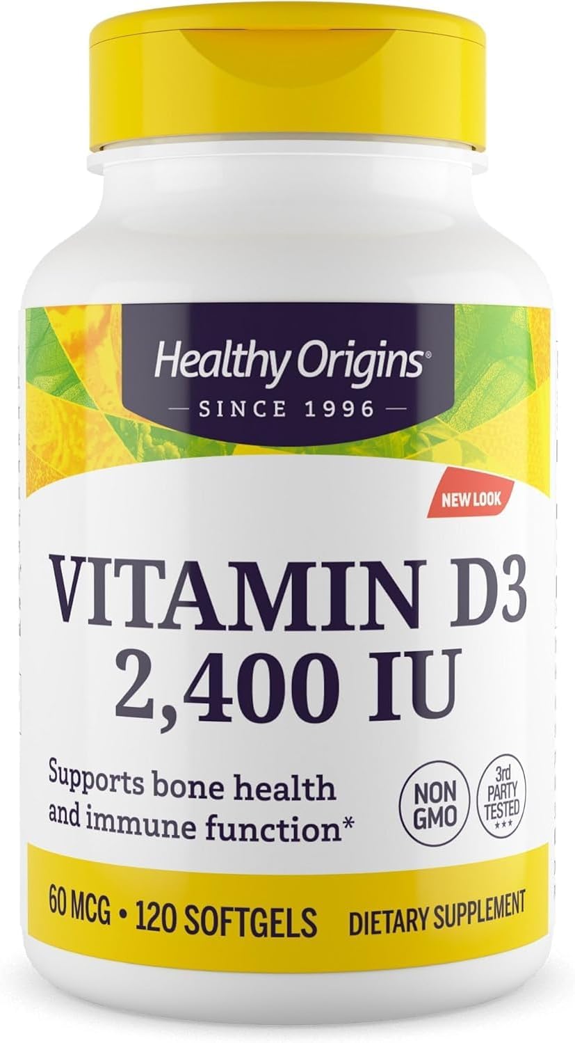 Healthy Origins Vitamina D3 2400 UI – 360 Cápsulas Blandas de Lanolina
