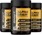 ONNIT Alpha Brain Cápsulas Nootrópicas para Hombres y Mujeres, Memoria, Enfoque y Claridad Mental, con L-Theanina y Vitamina B6, 90 Cápsulas Cada Una, Paquete de 3 (270 Cápsulas)
