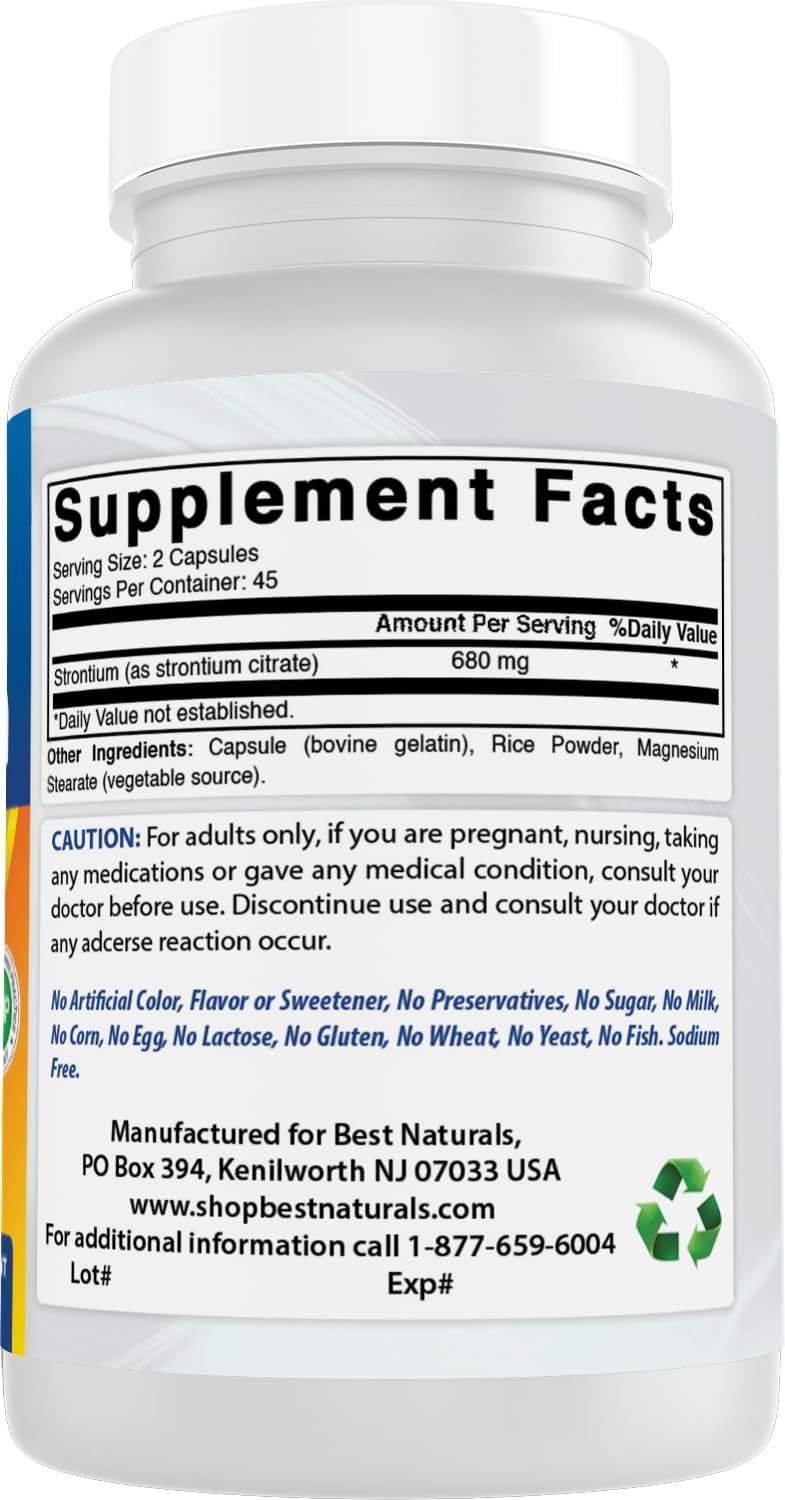 Best Naturals Strontium Bone Building Formula 680mg/serving 90 Cápsulas