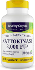Healthy Origins Nattokinase 2,000 FU (100 mg, Non-GMO, Gluten-Free, Circulatory Support), 180 Veggie Capsules