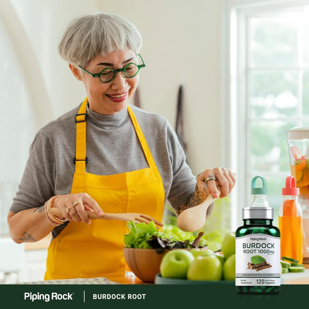Piping Rock Cápsulas de Raíz de Bardana | 120 Unidades | Suplemento Herbal | Extracto Concentrado | Sin Gluten, No GMO