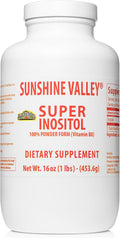 Sunshine Valley Super Inositol Powder – 454 g (16 oz) – Complemento alimenticio en polvo sin sabor