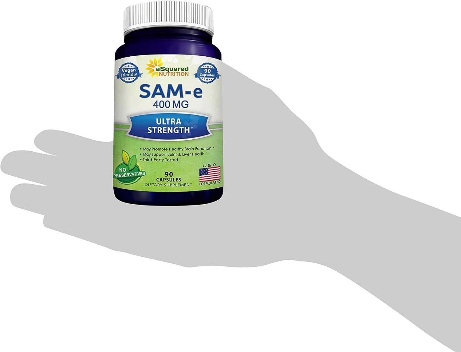 aSquared Nutrition SAM-e 400mg, 90 Cápsulas Veganas