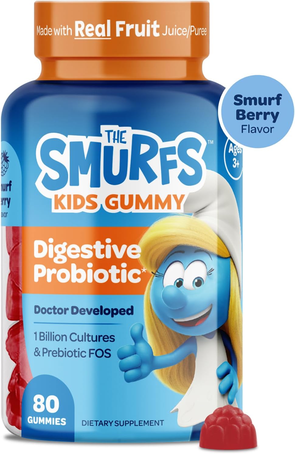 The Smurfs Focus Gummies para Niños - Gominolas de Concentración con Fosfatidilserina - Apoyo a la Atención y Memoria - 80 unidades