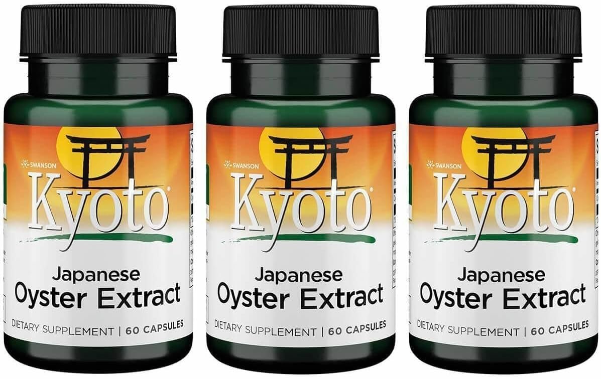 Swanson Kyoto Extracto de Ostras Japonesas – Suplemento Natural para el Bienestar – 500 mg, 60 Cápsulas (Paquete de 3)