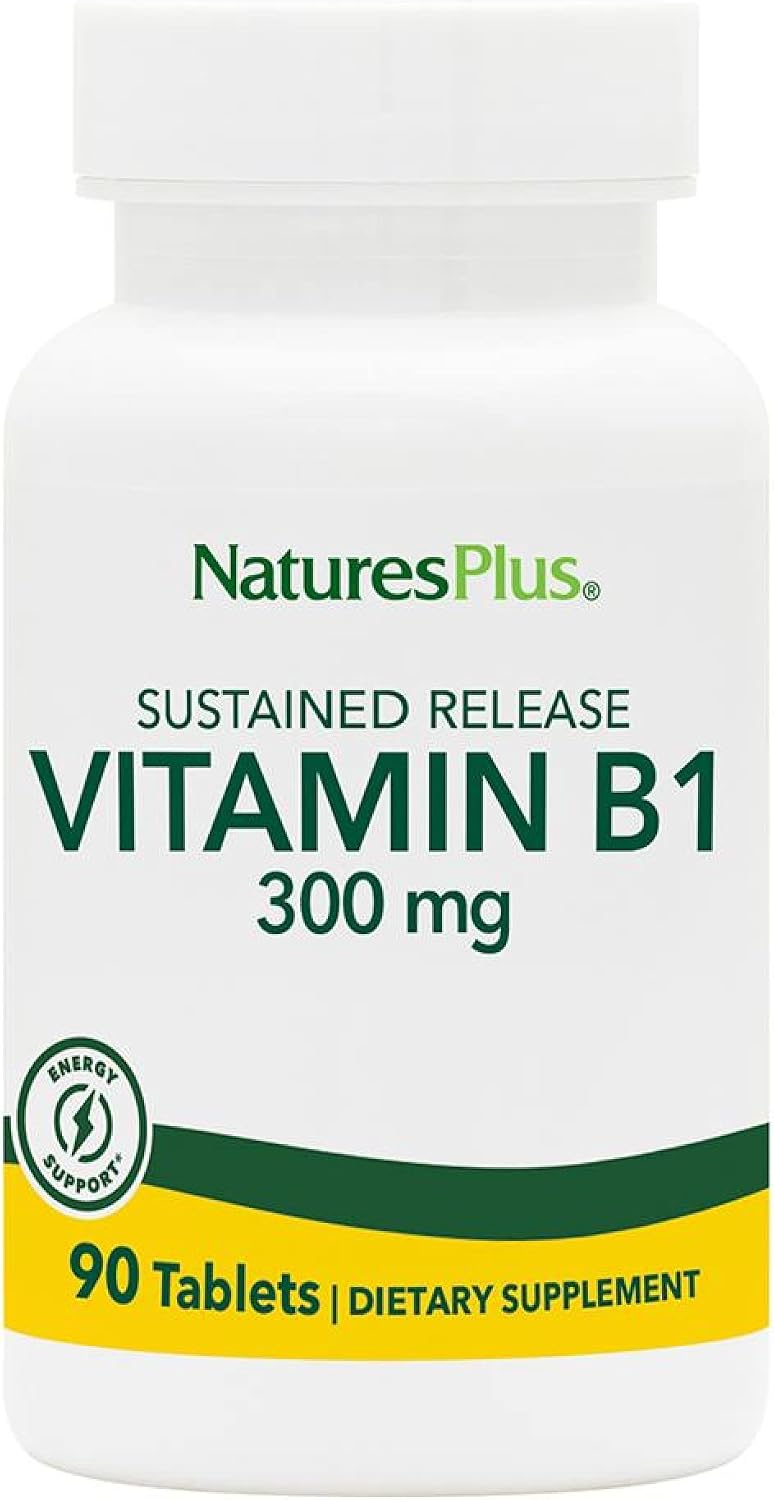NaturesPlus Vitamina B1 300 mg - 90 Comprimidos de Liberación Sostenida - Tiamina para Energía - Vegetariano, Sin Gluten