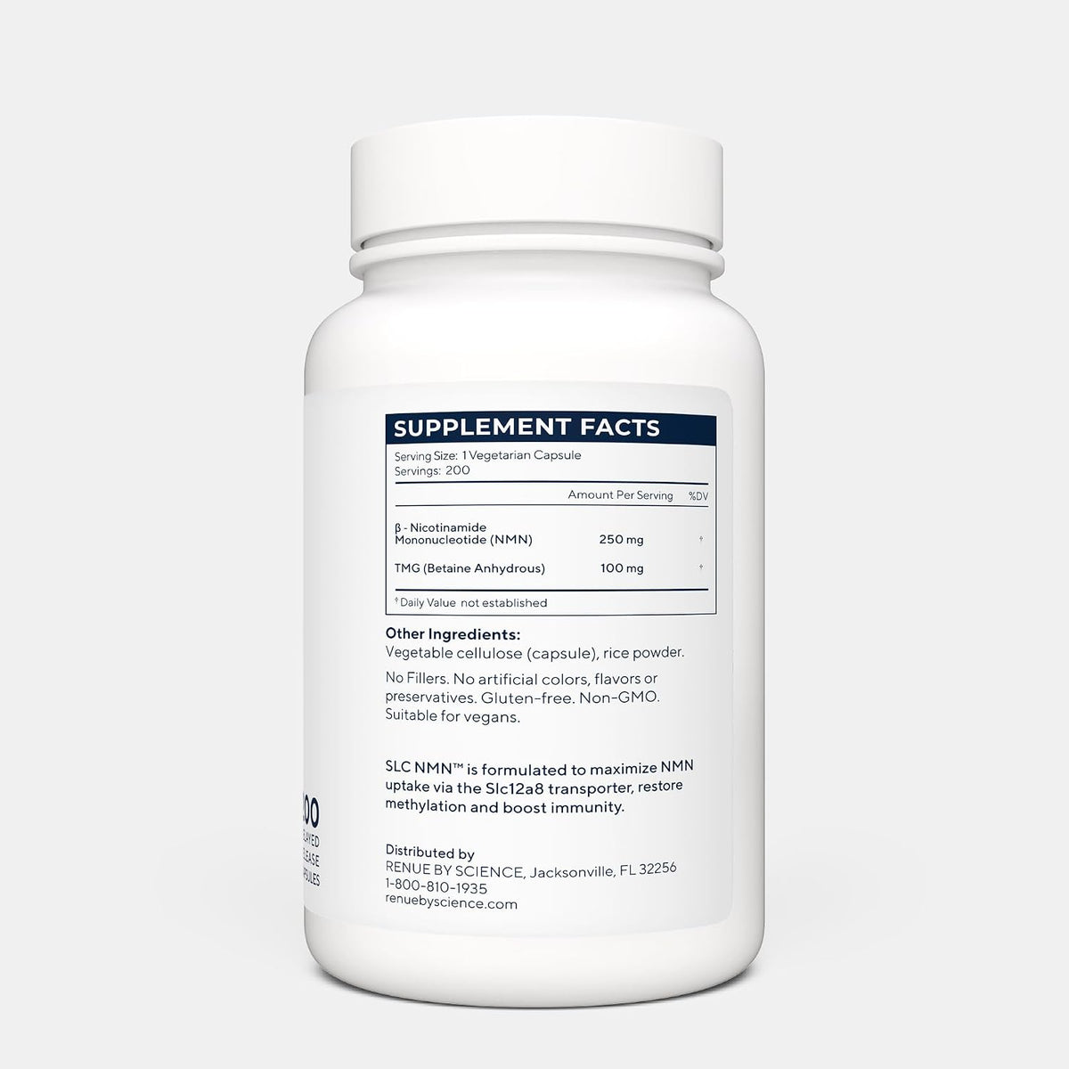 Renue By Science NMN 250 mg – 200 Cápsulas – TMG (Trimetilglicina): Compuesto natural que dona grupos metilo, – Image 3