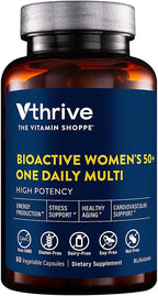 Vthrive BioActive Women 50+ Multivitamínico Diario para Mujeres +50, con Vitaminas y Minerales Esenciales, 60 Cápsulas Vegetarianas