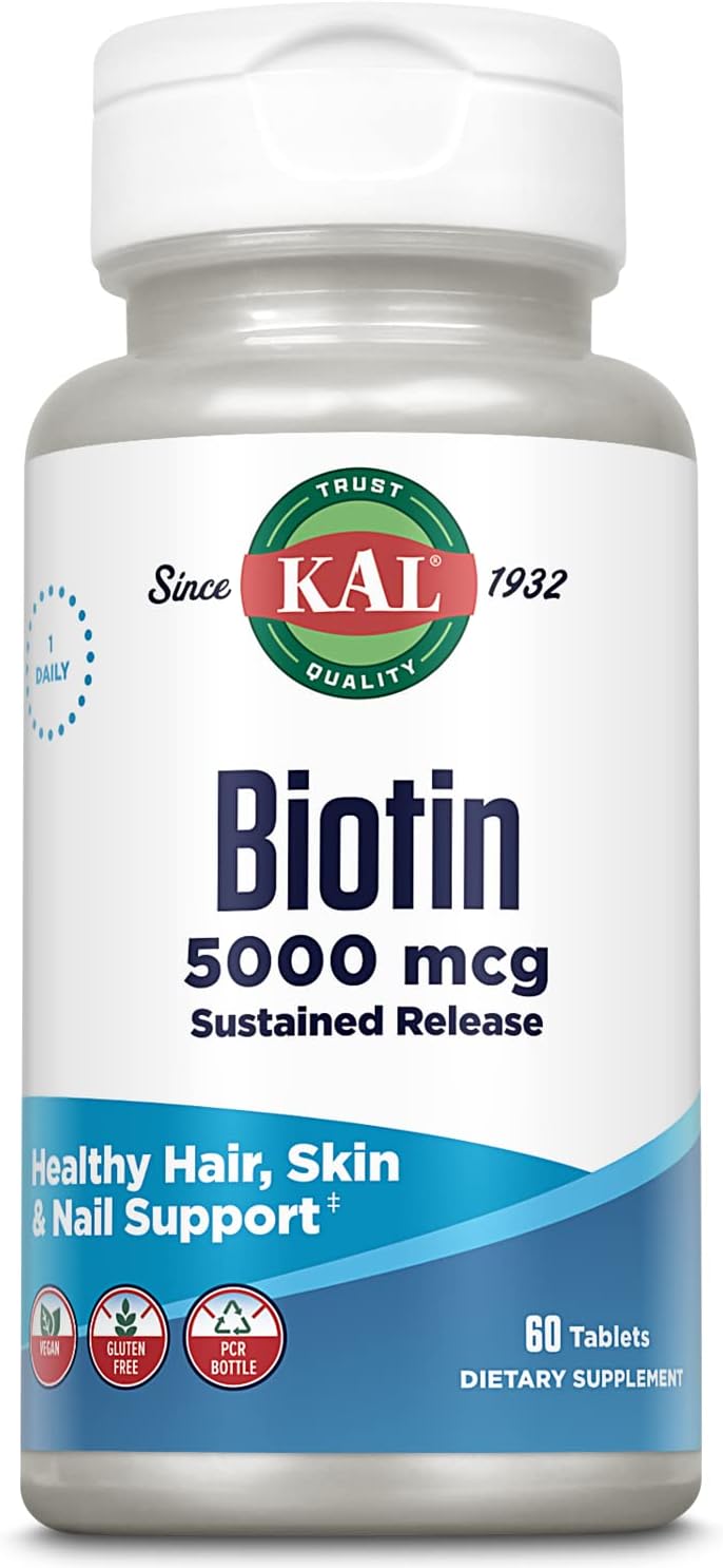 KAL Biotin 5000 TR – 5000 mcg, 60 Comprimidos de Liberación Prolongada