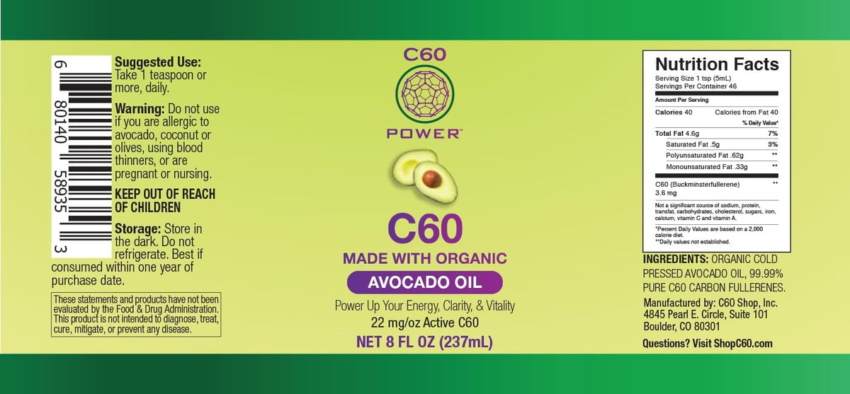 C60 Power con Aceite de Aguacate Orgánico - Fullerenos de Carbono 99,99% Puros - 236 ml – Image 5