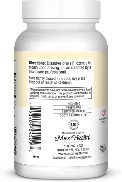 Maxi Health Triple B Lozenges - Vitamina B12, B6 y Biotina - Sabor Fresa - 90 Comprimidos Masticables - Kosher – Image 3