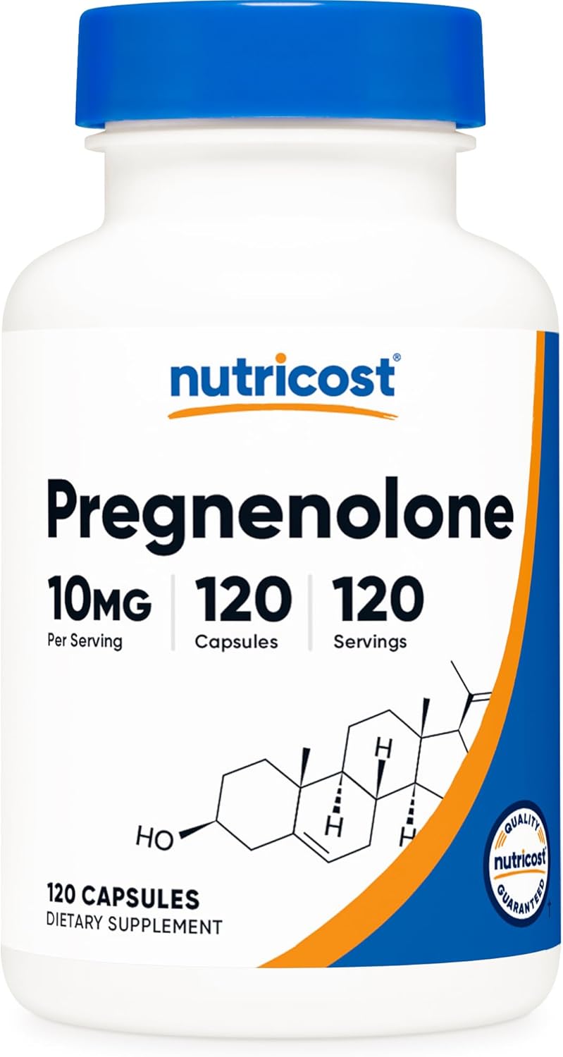 Nutricost Pregnenolona 10mg, 120 Cápsulas - No-GMO, Sin Gluten, Cápsulas Vegetarianas