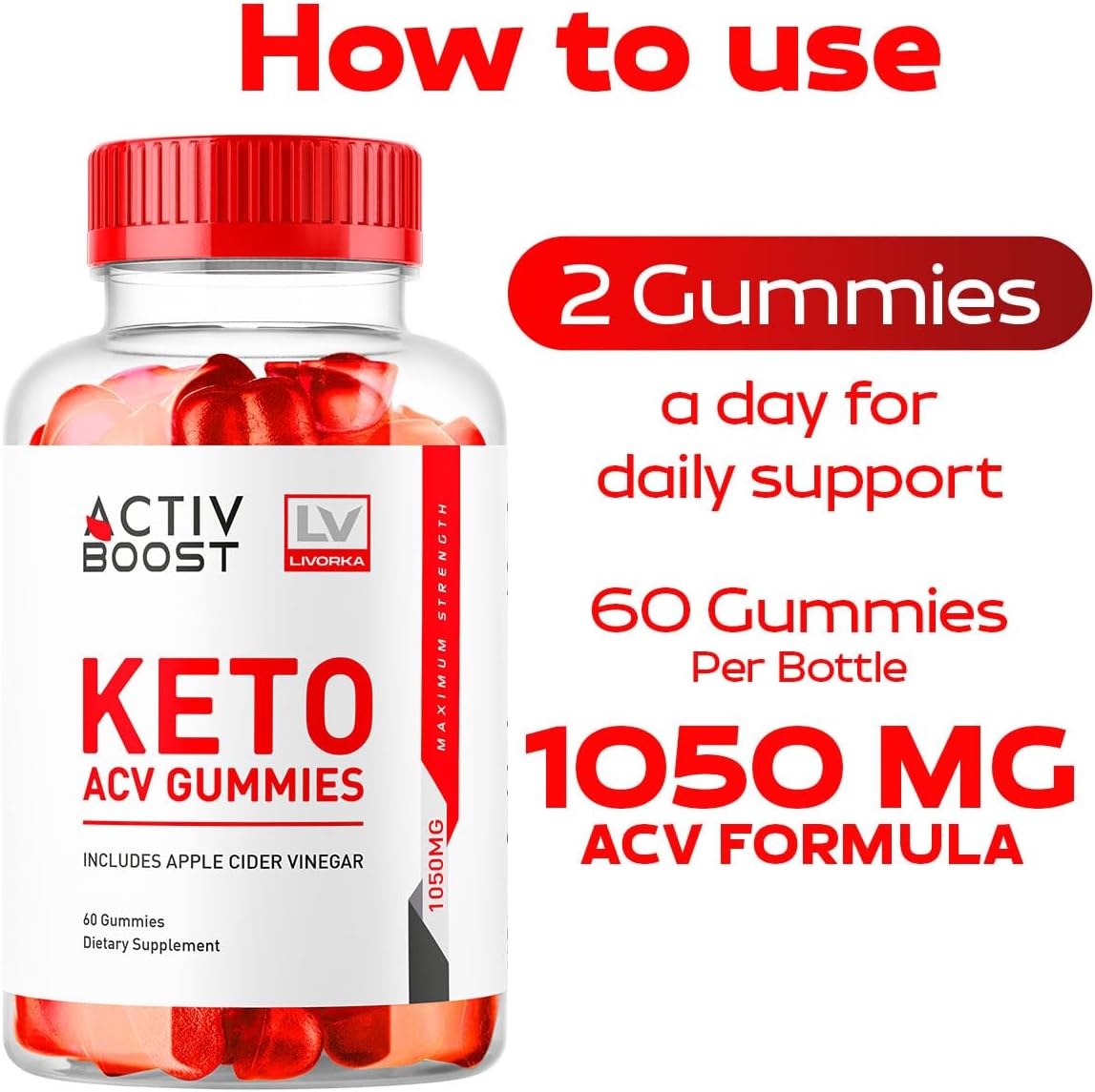 (2 Pack) ActivBoost Keto Gummies Advanced Formula – 120 Gominolas para 2 Meses
